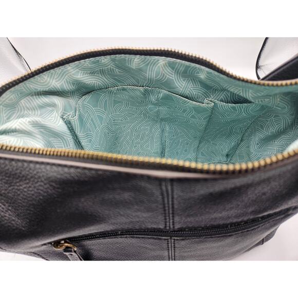 The Sak Women's Shoulder Bag Black Vegan Leather Zipper Pockets Medium - Picture 12 of 14